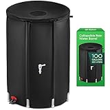 Rhino CLEARMATE Collapsible Rain Barrel | 100-Gal Extra-Stable Rainwater Collection System | Portable Rain Barrels to Collect Rainwater from Gutter| Heavy-Duty Rain Catcher