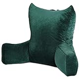 Neustern Reading Pillow with Support Arms, Premium Shredded Memory Foam TV Backrest with Washable Cover – 30 x 22 x 18 inches (Dark Green)