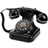 Peohud Retro Landline Telephone, Classic Corded Desk Phone, Vintage Old Fashioned Dial Button Phone with Redial Function for Home Office