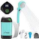 WADEO Portable Shower Camping Shower Outdoor Camp Shower Pump, Electric Rechargeable Portable Camping Shower, Powered by Rechargeable Battery for Camping, Hiking, Traveling