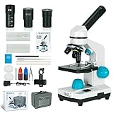 HSL Compound Monocular Microscope for Adults Students,40X-2000X Magnification,Microscopes for Beginners,Dual LED Illumination,Phone Adapter,B