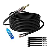 3.5mm Extension Cable 8 Feet (2 Pack), Male to Female Auxiliary Audio Stereo Cable, Headphone Extension Cord, Hi-Fi Sound, Gold Plated Connectors, OFC Core, Black Cable (with 5 pcs Cable Ties)