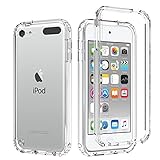 Tothedu Case for iPod Touch 6/iPod Touch 5/iPod Touch 7 Case for Girls Women, Clear Full Body Protective Shockproof Hard PC Shell Soft TPU Bumper Cover Cases for iPod Touch 5/6th/7th (Clear)