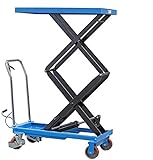Manual Double Scissor Lift Table Cart Hydraulic High Lift Scissor Pallet Jack Truck Elevating Cart with Foot Pump, 1760lb Load Capacity, 20.5' x 39.8' Platform, 62.4' Raised Height