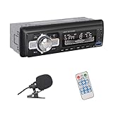 HLLECARMO 1Din Wireless Music Streaming Car Stereo Bluetooth Hands-Free Calling with Microphone, Character LCD, AM/FM 30 Stations Radio Receiver, 2USB Quick Charging, EQ, AUX-in, Remote, No cd/DVD