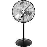 BILT HARD 6450 CFM 24' High Velocity Pedestal Oscillating Fan, 3-Speed Heavy Duty Industrial Standing Fan with Aluminum Blades and Adjustable Height, Metal Shop Fan for Commercial, and Garage