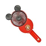 LACOVIA Cute Mickey Misting Mini Fan, Handheld Portable USB Rechargeable Fan with 3 Adjustable Speeds, Foldable Personal Fan For Travelling(Red)