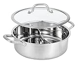 MyLifeUNIT Shabu Shabu Pot, 304 Stainless Steel Hot Pot with Divider, 11.8 Inches Soup Cookware for Induction Cooktop, Gas Stove