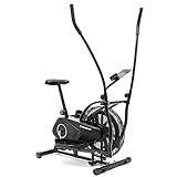 Philosophy Gym Upright Elliptical Trainer and Fan Bike - Stationary 2-in-1 Indoor Cycling Bike with Air Resistance System for Cardio Training Workout