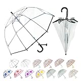 LLanxiry Umbrella Kids Clear Bubble Auto Open Umbrellas for Rain Children's Safe Transparent Dome Waterproof Stick Lightweight Umbrella for Boys Girls (Clear-Black)