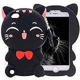 Mulafnxal Black Cat Case for iPod Touch 5 6 5th 6th,3D Soft Silicone Cases,Cute Cartoon Animal Fun Cover,Kawaii Character Unique Girls Kids Cool Protective Protector,Shockproof Rubber Shell for iPod65