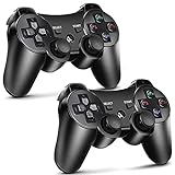 PS3 Controller 2 Pack Wireless Motion Sense Dual Vibration Upgraded Gaming Controller for Sony Playstation 3 with Charging Cord