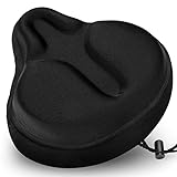 Xmifer Bike Seat Cushion - Soft Gel Padded Bike Seat Cover 11.8 x 10.63inch for Bicycle Seat and Exercise Bike, Compatible with Peloton, Cruiser, Stationary Bike Seats