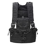 ABENAKI Tactical Chest Vest Rig Adjustable Military Molle Vest (Black)