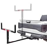Grandroad Auto Truck Bed Extender, 2 in 1 Design Foldable Pick Up SUV Vans Heavy Duty Steel Bed Hitch Mount Extension for Ladder Rack Canoe Kayak Boat Long Pipes Lumber, 850lbs Load Capacity
