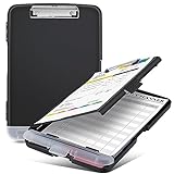 Sunnyclip Clipboard with Storage, Real Hinge Heavy Duty 8.5x11 Clipboards - with Pen Holder, Plastic Nursing Letter Size Storage Slimcase, Smooth Writing, for Paperwork Office Classroom