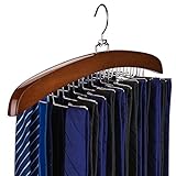 Ulimart Tie Rack Tie Hanger 24 Hooks Wooden, Tank Top Hanger,Belt Organizer for Closet,with Upgraded 360°Rotating, Belts Scarves Accessories for Bras,Tank Tops,Camisoles…