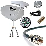 DIRECTV 4K SWM5 Complete Kit for Portable Mobile Camping RV Tailgate Trailer, Tripod, RG6 Coaxial, HDMI Cable, Slimline Dish RB SL5 for UHD GENIE H24 H25 HR34 HR44 HR54 (1 Piece, RB SWM5 RV KIT)