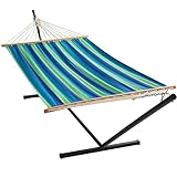 HBlife Hammock with Stand Included 2 Person Heavy Duty Max 450 LBS Comfortable Free Standing Hammock for Outdoor, Blue