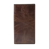Fossil Men's Derrick Leather Executive Checkbook Wallet, Dark Brown, (Model: ML3683201)