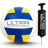 Ultra Sporting Goods Beach Volleyball Ball and Pump - Official Size 5 Volleyball for Indoor and Outdoor Play - Soft Volleyball for Beginners, Kids, and Professionals - Play on Sand, Court, or Grass