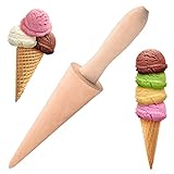 Krumkake Cone Roller, Waffle Cone Shaper Pizzelle Roller, Wooden Pastry Ice Cream Cone Mould DIY Tools Dessert Cooking 9.25 inch