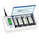 EBL 906 Smart Charger for AA AAA C D 9V Rechargeable Batteries with 4 Pieces 5000mAh C Rechargeable Batteries