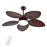 42' Palm Island Bali Ceiling Fan, Outdoor Ceiling Fan Remote Control with 5 Oil Brushed Bronze Palm Leaf, Farmhouse Ceiling Fan for Living Room/Dining Room/Hall