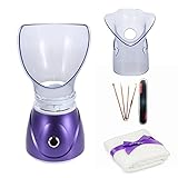 Hann Facial Steamer Professional Sinus Steam Inhaler Face Skin Moisturizer Facial Mask Sauna Spa Steamers with Aromatherapy Diffuser Humidifier Function (Purple)