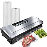 Potane Vacuum Sealer Machine, 85kPa Pro Vacuum Food Sealer, 8-in-1 Easy Presets, 4 Food Modes, Dry&Moist&Soft&Delicate with Starter Kit, Compact Design(Silver)…