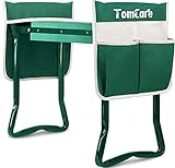 TomCare Upgraded Garden Kneeler Seat Widen Soft Kneeling Pad Garden Tools Stools Garden Bench with 2 Large Tool Pouches Outdoor Foldable Sturdy Gardening Tools for Gardeners, Green