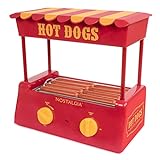 Nostalgia Countertop Hot Dog Roller and Warmer, 8 Regular Sized, 4 Foot Long Hot Dogs and 6 Bun Capacity, Stainless Steel Perfect For Breakfast Sausages, Brats, Taquitos, Egg Rolls