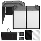 AxcessAbles Portable DJ Facade Booth with Black and White Lighting Scrims, Carry Cases | Standing DJ Table - 40' x 20' | DJ Controller Stand | Recording Mixer Stand| DJ Booth (ES-01)
