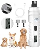 Dog Nail Grinder Professional Pets, 3-Speed Electric Quiet Dog Nail Grinder, Rechargeable Dog Nail Trimmers - with 2 LED Lights/2 Grinder Wheels, for Small, Medium, Large Dogs (White)