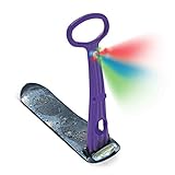Geospace Original Winter Fun Ski Skooter Sled with Single LED Light: Fold-up Portable Snowboard Kick-Scooter Sled for Use on Snow (Purple)