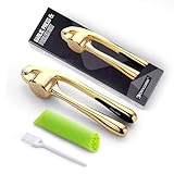 Drincarier Premium Garlic Press, Professional Garlic Mincer, Easy to Squeeze and Clean, Rust Proof & Dishwasher Safe, Efficient Ginger Crusher- Gold…