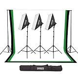 Fovitec 10ft x 12ft Continuous Lighting System Photo Studio with 3 Backdrops, 5 Lamps, 3 Softboxes and Carrying Case for Professional Product Photography, Portrait and Video Shoots