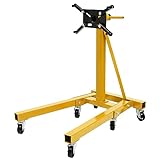 SEANESZTI Folding Engine Stand, 2000 LBS Rotating Engine Stand, Engine Stand with 360 Degree Adjustable Mounting Head, Motor Hoist Dolly Mover Jack for Vehicle Maintenance (Yellow)
