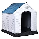 Elevon Plastic Dog House, Insulated Doghouse Puppy Shelter, Water Resistant Easy Assembly Sturdy Dog Kennel with Elevated Floor and Air Vents, Ventilate for Small to Large Sized Dogs (41-Inch, Blue)
