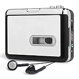 Reshow Portable Cassette Player, Best Overall Standalone USB Cassette to MP3 Converter, Audio Music Cassette Tape to Digital Converter Player (White)