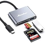 Hicober USB C to SD , Micro SD Memory Card Reader, Type C to SD Card Reader Adapter 2TB Capacity for MacBook Camera Android Windows Linux and Other Type C Device-Space Grey