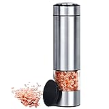 innhom Electric Salt Grinder Pepper Grinder Battery Operated Stainless Steel Pepper Mill Automatic Salt and Pepper Grinder with with Adjustable Coarseness, 1 Pack