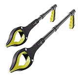 Grabber Reacher Tool - 2 Pack - Newest Version Long 19/32 Inch Foldable Pick Up Stick - Strong Grip Magnetic Tip Lightweight Trash Picker Claw Reacher Grabber Tool for Elderly Reaching, Luxet (Yellow)
