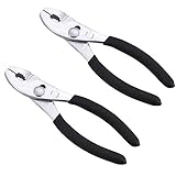 Edward Tools Slip Joint Pliers 6”(Pack of 2) - Heavy Duty Carbon Steel with Rubber Grip Handle - Fine Grip Teeth in front and Coarse teeth in back - Rust resistant finish