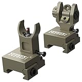 Feyachi S27 Fiber Optic Iron Sights Flip Up Front and Rear Sites with Red and Green Dot Picatinny Backup Sight Set (Sand)