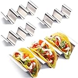 Taco Holder 4 Packs - Health Material Stainless Steel Taco Holders set of 4, Oven & Dishwasher & Grill Safe Taco Shell Tray, Each Metal Taco Stands for 3 Tacos, Stylish Taco Rack with Handles