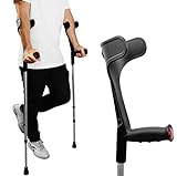 Pepe - Forearm Crutches for Adults (x2 Units, Open Cuff), Adult Crutches Adjustable, Arm Crutches Forearm, Aluminum Crutches for Walking, Muletas para Adultos, Black Crutches - Made in Europe