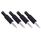 Fancasee 4 Pack 3.5mm Replacement Repair Plug Jack TRRS 4 Pole Stereo Male Plug 1/8' 3.5mm Solder Type DIY Audio Cable Connector for Headphone Headset Earphone Microphone Cable Repair