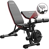 HARISON Adjustable Weight Bench with Leg Extension and Preacher Pad, Flat Incline Decline Exercise Bench for Home Workout Weight Training （2023）