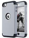 ULAK iPod Touch 7th Generation Case, iPod Touch 6 Case, Heavy Duty Shockproof High Impact Protective Case with Dual Layer Soft Silicone + Hard PC for Apple iPod Touch 7/6/5, Grey